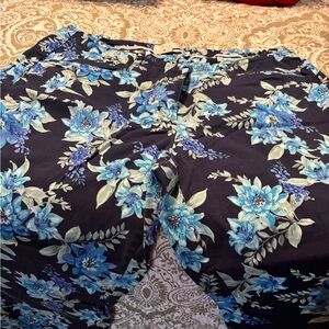 Talbots Green and Blue Floral Capris